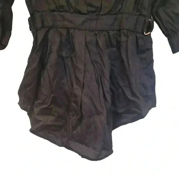 BCBGENERATION Women's Black Cotton Button Down Shirt w Belt - Picture 8 of 9